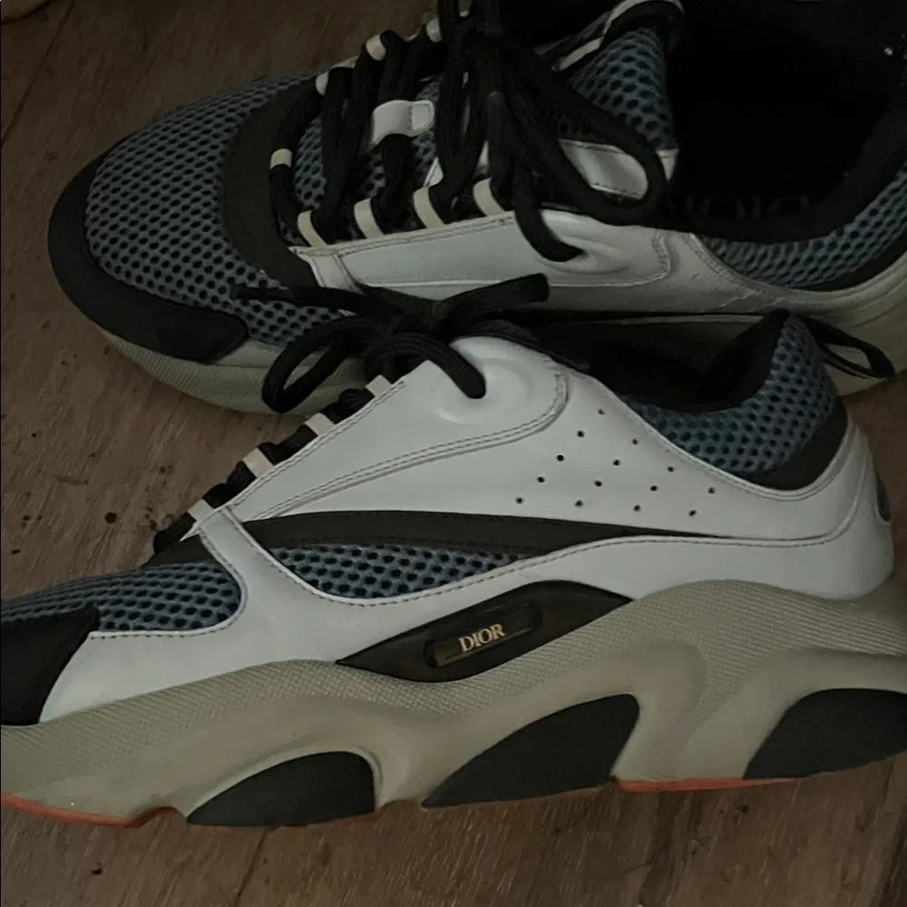 Dior Blue & White Mesh Athletic Sneakers with Black Trim